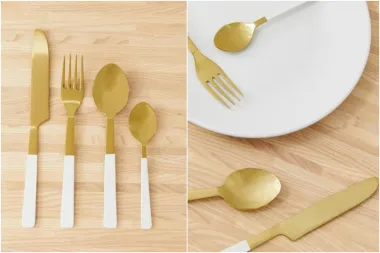 Zlatno bijeli set pribora za jelo, 66 kn (Foto: Asos)