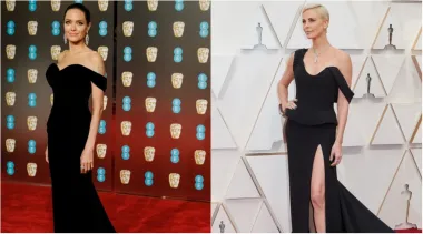 Glumica Angelina Jolie voli elegantne haljine koje pokazuju njene noge pa se na crvenom tepihu 2018. odlučila za crnu haljinu s prorezom koja joj je elegantno padala niz ramena. Za sličnu haljinu odlučila se i Charlize Theron na dodjeli Oscara 2020. i ne možemo se odlučiti kojoj bolje stoji.
