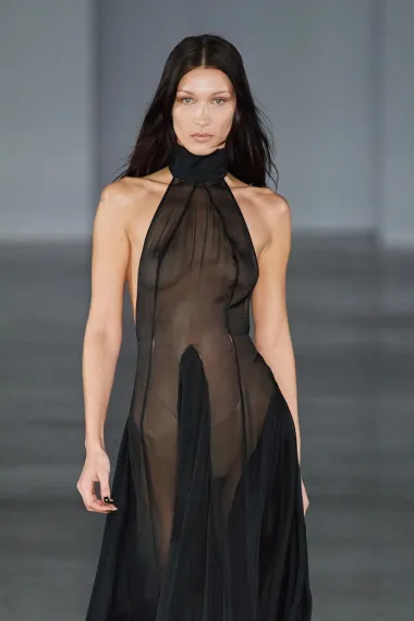 Bella Hadid, 26-godišnja američka manekenka i donedavno najljepša žena svijeta, na predstavljanju Ludovic De Saint Serninove kolekcije pojavila se u prozirnoj crnoj haljini bez grudnjaka. Sve se odvilo na Pariškom tjednu mode, a ova revija nije jedina na kojoj je Hadid izostavila grudnjak. Bez grudnjaka se pojavila i na predstavljanju kolekcije Stelle McCartney kada je prošetala u pastelnom kombinezonu. 