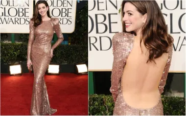 Na dodjeli Zlatnih globusa 2011. godine, glumica Anne Hathaway pojavila se u šljokičastom Armani izdanju. Nosila je usku dugu haljinu dugih rukava s jastučićima na ramenima, a prorez na leđima otkrivao je cijela njezina leđa.