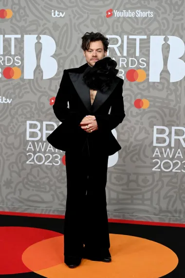 Pjevač i glumac Harry Styles u posljednje vrijeme sve više eksperimentira sa svojim modnim izričajem, a neobičan outfit odabrao je i za ovogodišnju dodjelu nagrada BRIT Awards. Pojavio se u baršunastom crnom odijelu koje samo po sebi i ne bi izgledalo toliko neobično, da ga nije upotpunio divovskim cvijetom oko vrata.