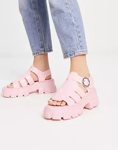 &apos;Jelly&apos; sandale ribarskog stila u efektnoj pink nijansi.