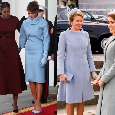 Melania i Mathilde nosile su kostime u svijetlo plavoj boji, 2017. godine.