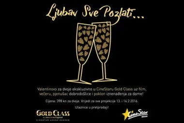Provedite  Valentinovo  u CineStaru Gold Class – kinu stvorenom samo za vas