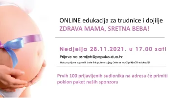 Besplatna online edukacija za trudnice i dojilje:  'Zdrava mama, sretna beba!'