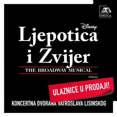 Kazalište Komedija s ponosom najavljuje: Jedan od najvećih Disneyjevih hitova, mjuzikl 'Ljepotica i zvijer'