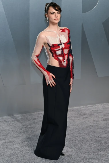 Oscar za najčudniju haljinu ide...: Cara Delevingne u 'mi&scaron;ićavoj haljini' i pamučnim čarapama